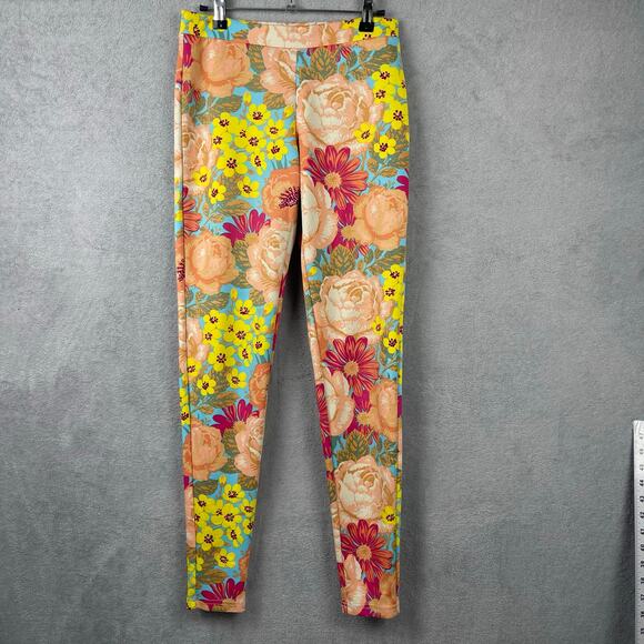 Nicki Minaj Womens Floral Leggings SZ S Bold Retro 60s Mod Bright Bloomcore - Picture 1 of 8